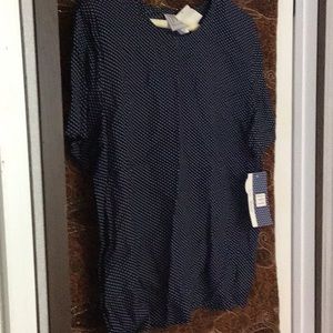 Navy blue polka dot Ivy blouse
